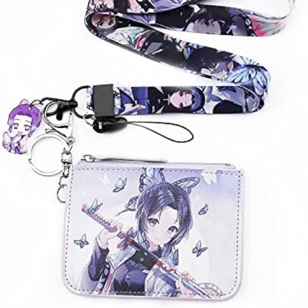 😈 Shinobu Kochō, Demon Slayer Anime Wallet & Lanyard NWT